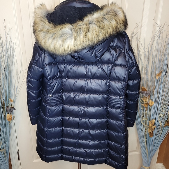 Laundry puff mid thigh coat, 1X, dk blue - Picture 12 of 12